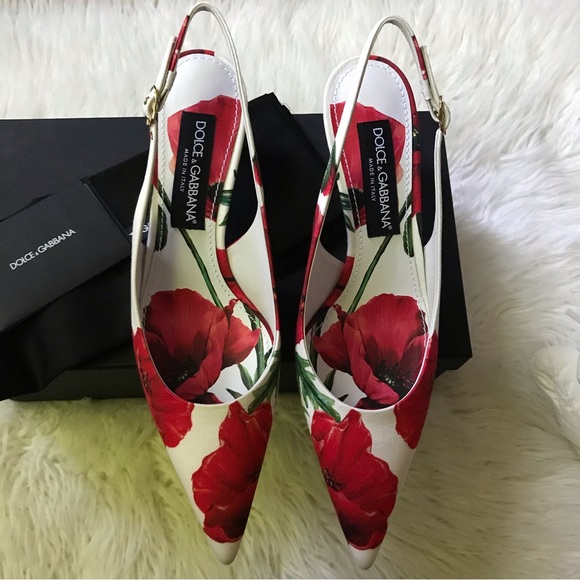 NIB Dolce&Gabbana Floral Cotton Slingback Pumps size EUR 39/ US 9 - Picture 4 of 9
